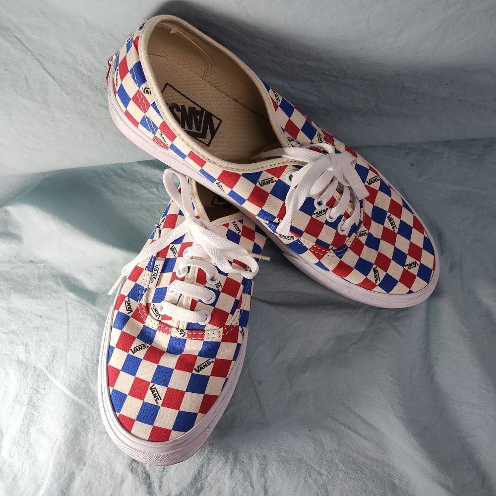 *SALE* Vans sneakers red white & blue checkerboard mens 9.5 womens 11 (w1783)
